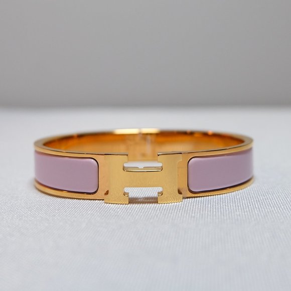 Hermes, Jewelry, Hermes Clic H Bracelet Gold Plated Hardware Rose Dragee  Gm